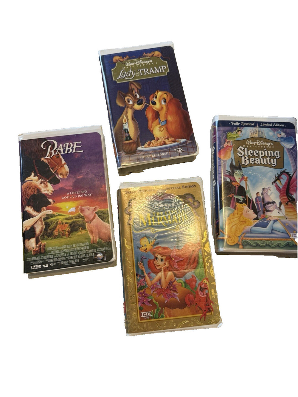 Lot of Disney VHS Tapes:Lady & Tramp; The Little Mermaid, Babe, &Sleeping Beauty